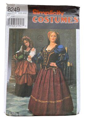 Vintage 90s Simplicity 8249 Sewing Size 26W-32W Renaissance Costume UNCUT